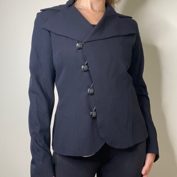 Trelise Cooper Designer Black Button Wool Blazer Size 6 - Picture 2 of 15